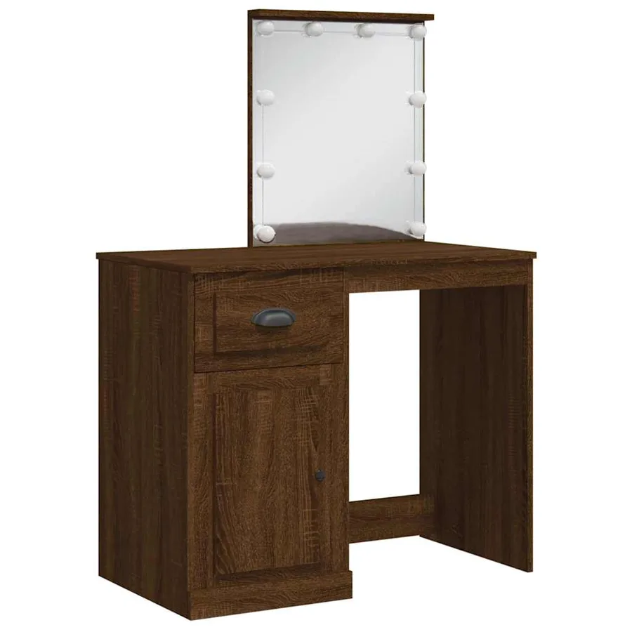 Coiffeuse avec lumières LED chêne marron 90x42x132,5 cm - 3