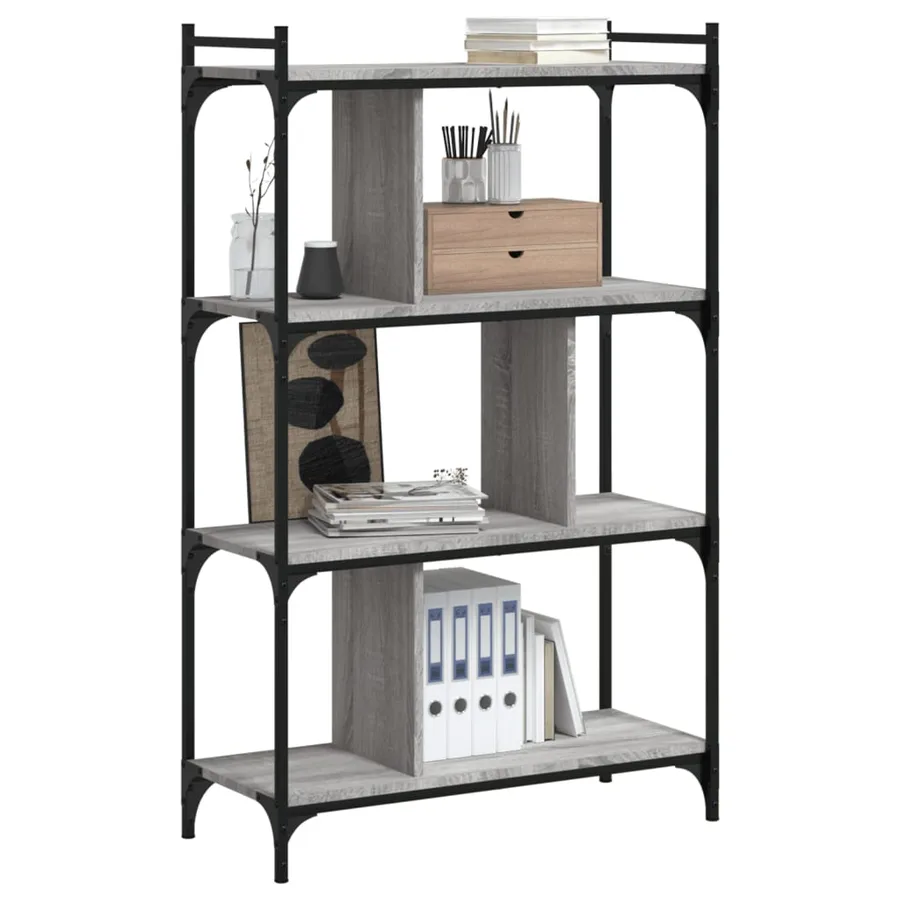Bibliothèque à 4 niveaux sonoma gris 76x32x123 cm - 6