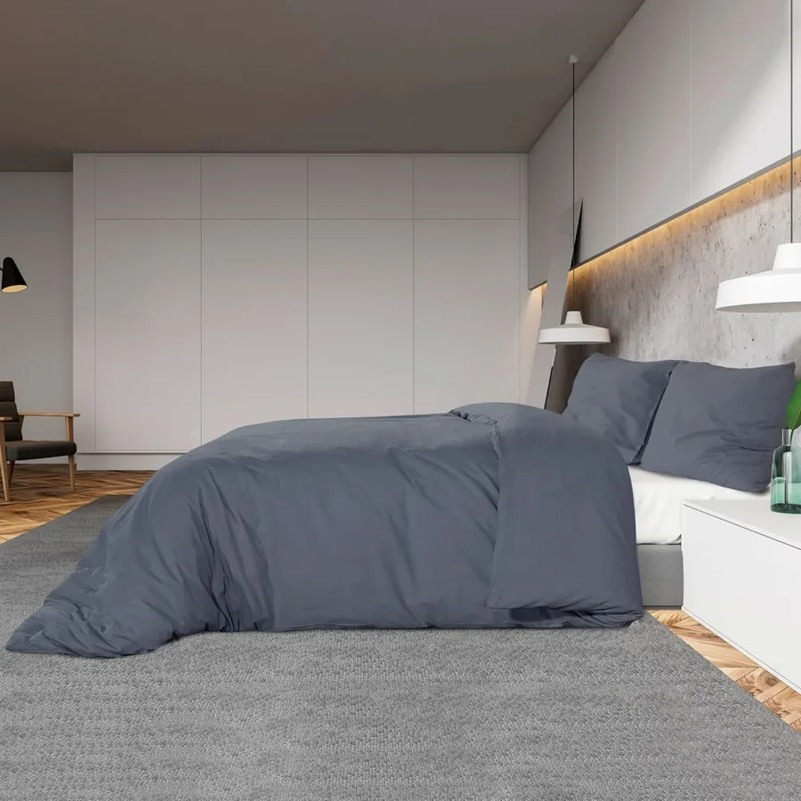 Ensemble de housse de couette Anthracite 200x220 cm Coton - 4