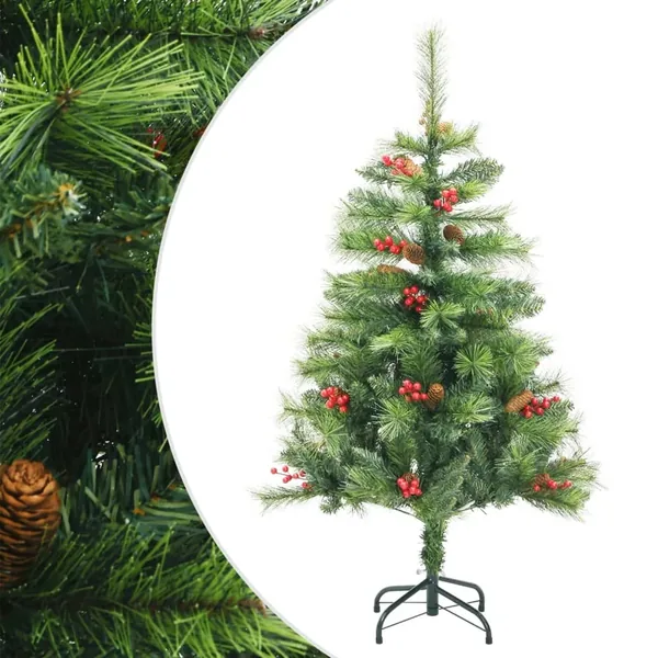 Sapin de Noël artificiel avec pommes de pin et baies 150 cm