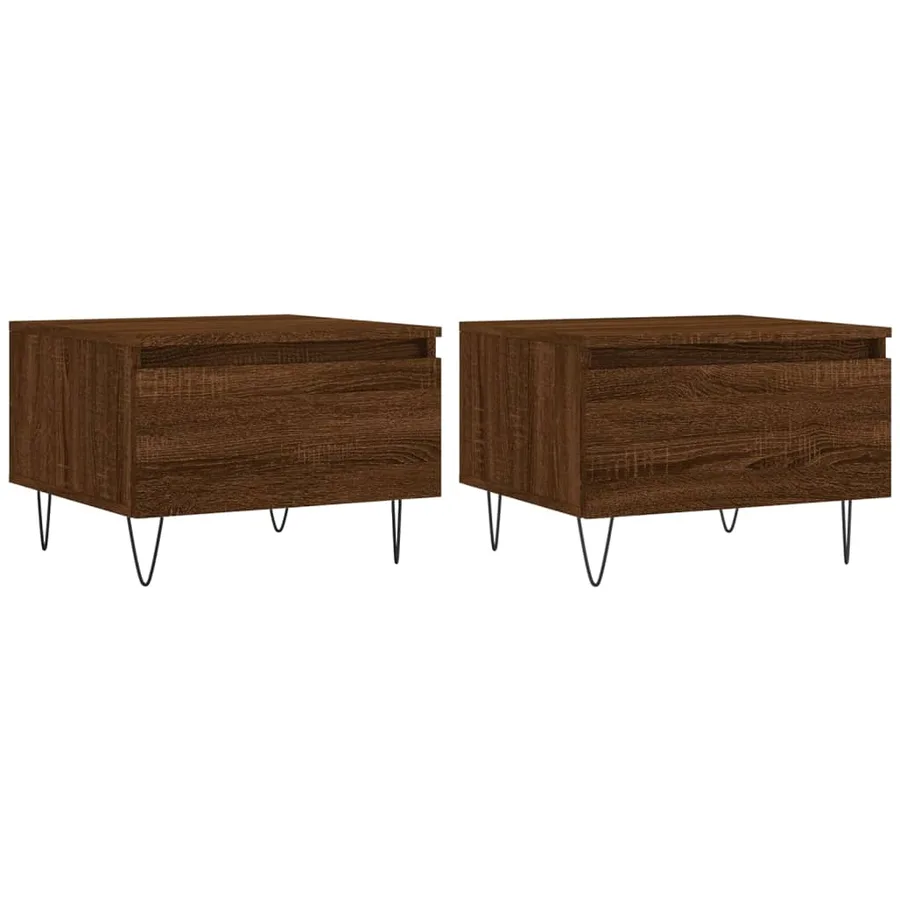 Tables basses 2 pcs chêne marron 50x46x35 cm bois d'ingénierie - 2