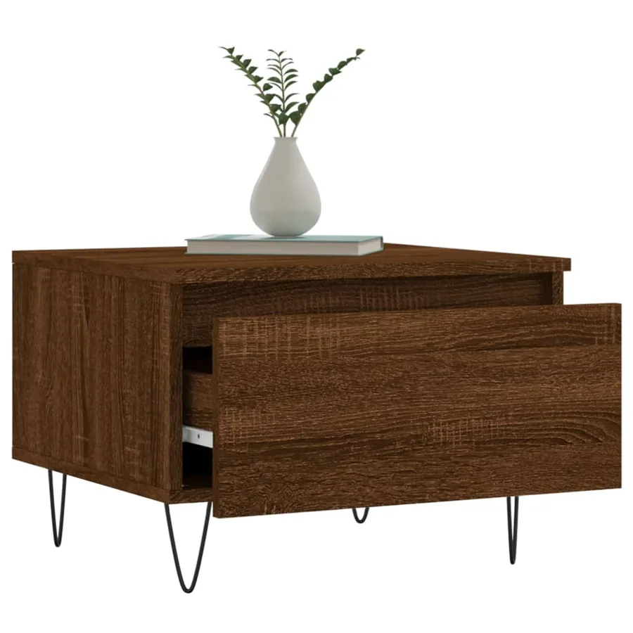 Tables basses 2 pcs chêne marron 50x46x35 cm bois d'ingénierie - 4