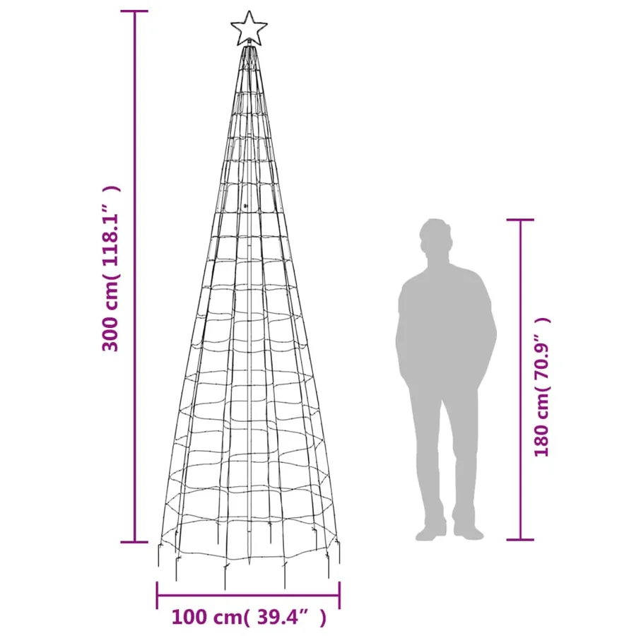 Sapin de Noël à LED avec pointes 570 LED blanc froid 300 cm - 10