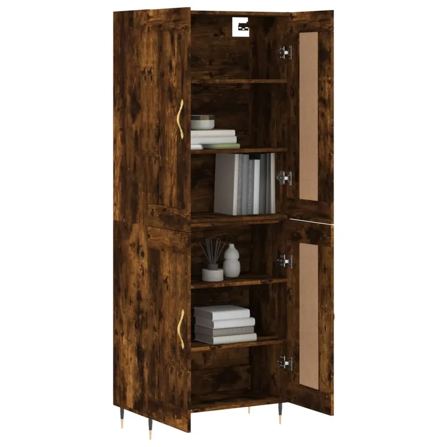Buffet haut Chêne fumé 69,5x34x180 cm Bois d'ingénierie - 9