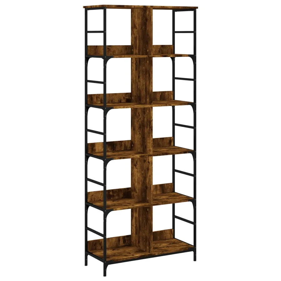 Bibliothèque chêne fumé 78,5x33x188,5 cm bois d'ingénierie - 2