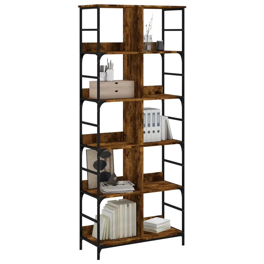 Bibliothèque chêne fumé 78,5x33x188,5 cm bois d'ingénierie - 3