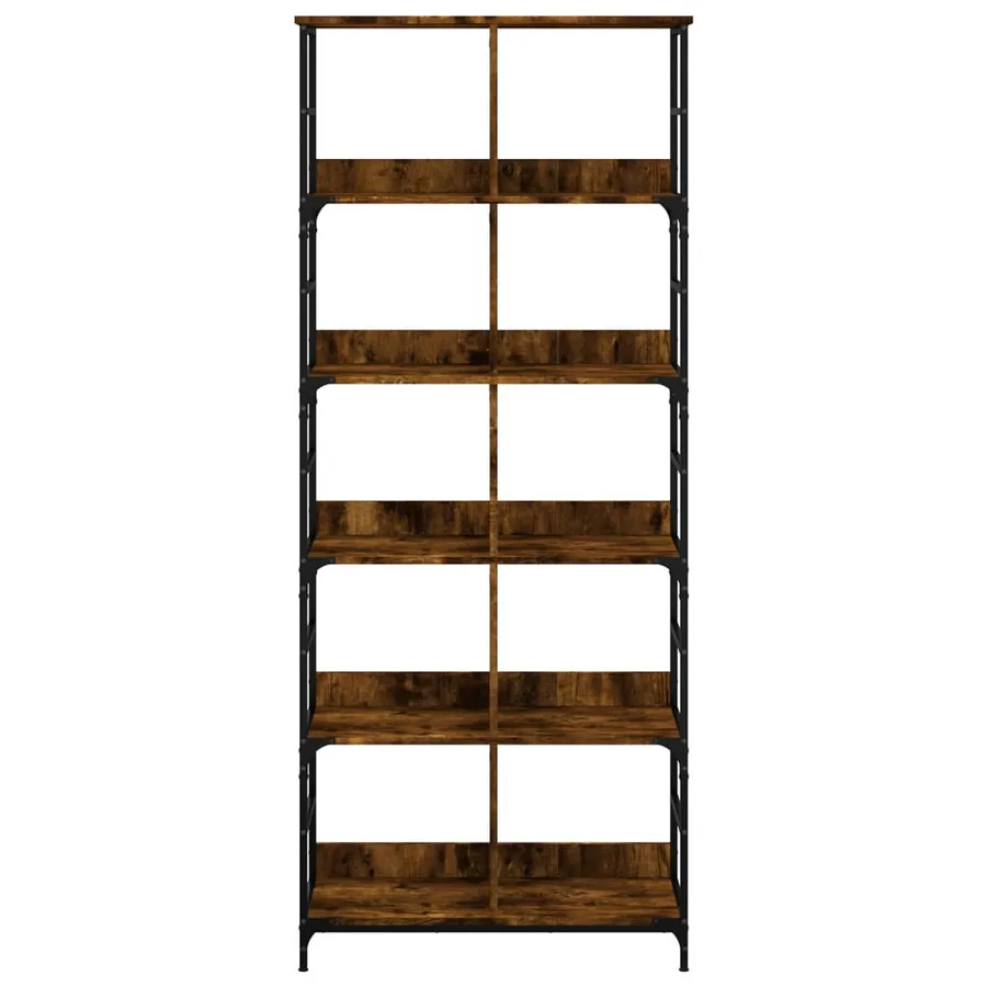 Bibliothèque chêne fumé 78,5x33x188,5 cm bois d'ingénierie - 4