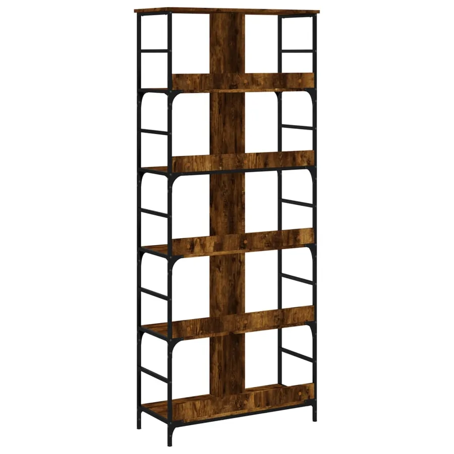 Bibliothèque chêne fumé 78,5x33x188,5 cm bois d'ingénierie - 6