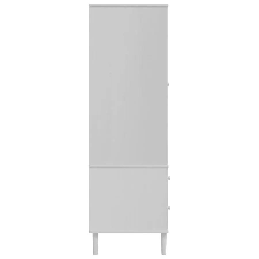 Garde-robe SENJA aspect rotin blanc 90x55x175cm bois massif pin - 7