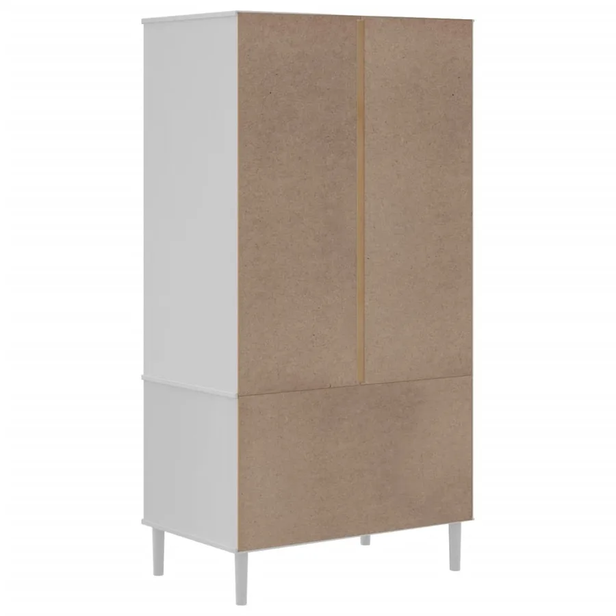 Garde-robe SENJA aspect rotin blanc 90x55x175cm bois massif pin - 8