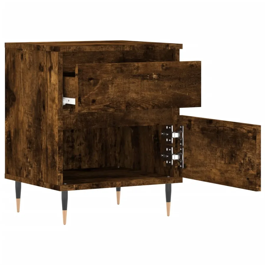 Table de chevet chêne fumé 40x35x50 cm bois d’ingénierie - 4