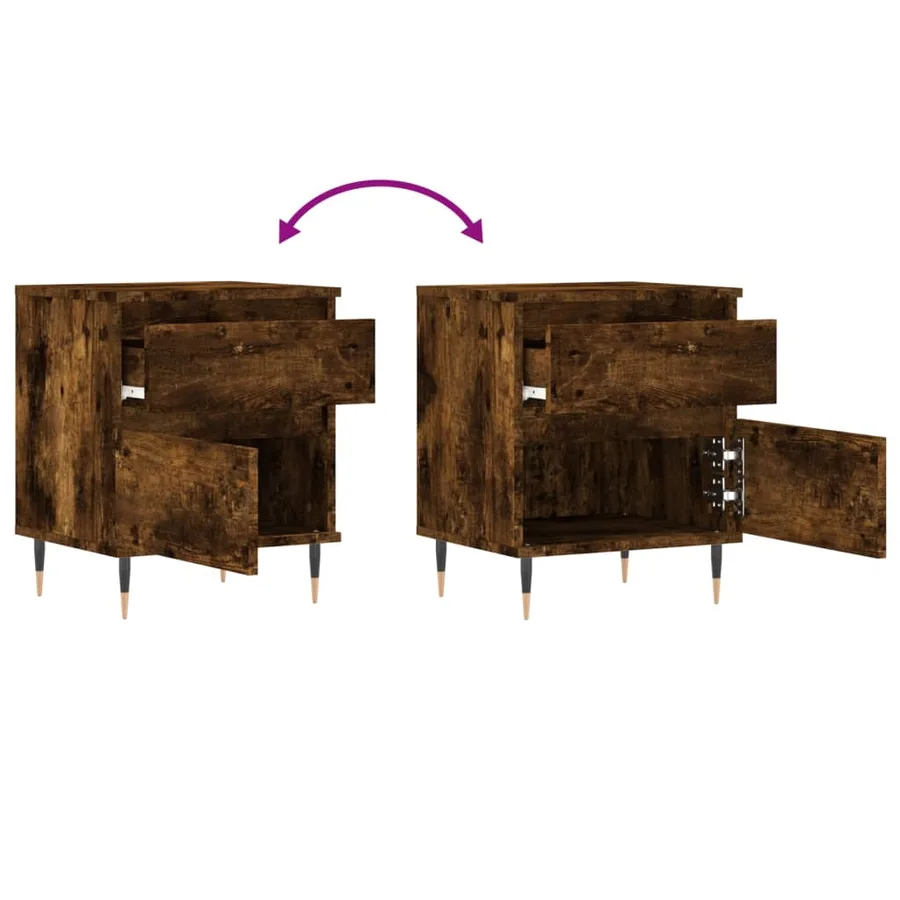 Table de chevet chêne fumé 40x35x50 cm bois d’ingénierie - 8