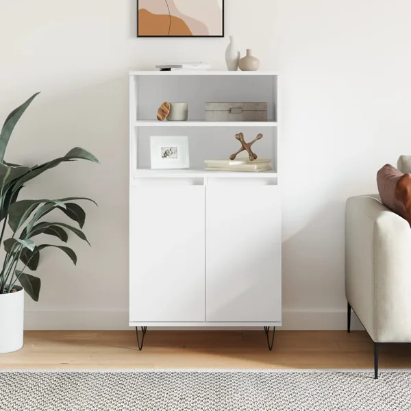 Buffet haut Blanc 60x36x110 cm Bois d'ingénierie