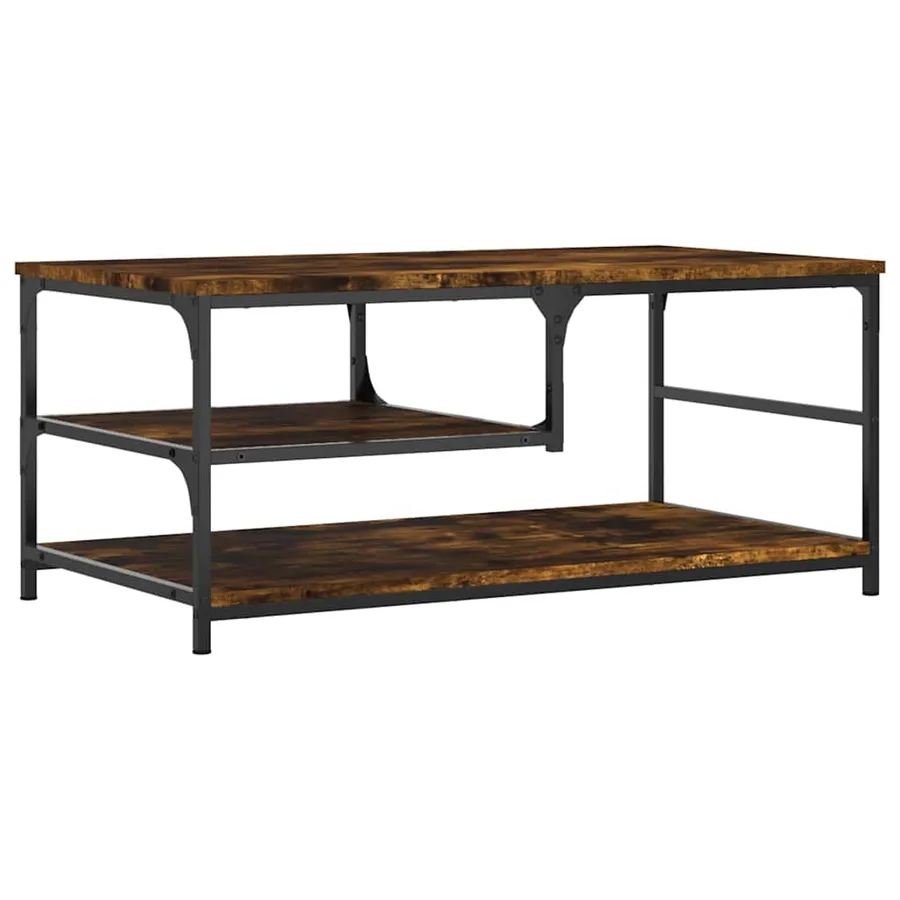 Table basse chêne fumé 90x49x40 cm bois d'ingénierie - 2