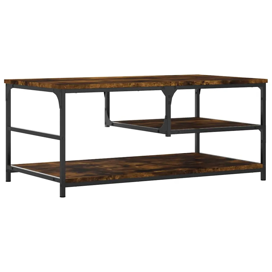 Table basse chêne fumé 90x49x40 cm bois d'ingénierie - 6
