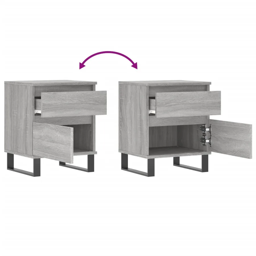 Tables de chevet 2 pcs sonoma gris 40x35x50 cm bois ingénierie - 11