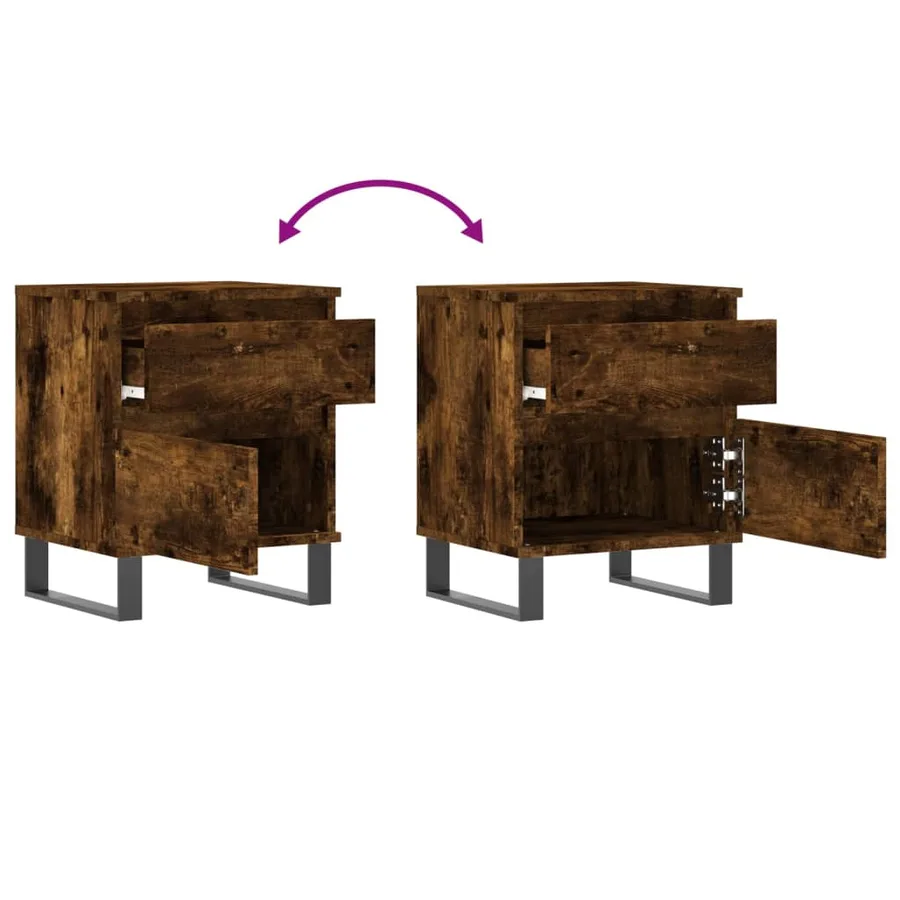 Tables de chevet 2 pcs chêne fumé 40x35x50 cm bois ingénierie - 11