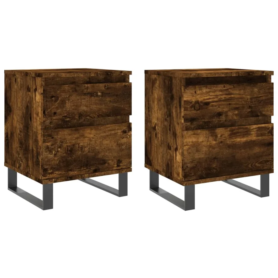 Tables de chevet 2 pcs chêne fumé 40x35x50 cm bois ingénierie - 2