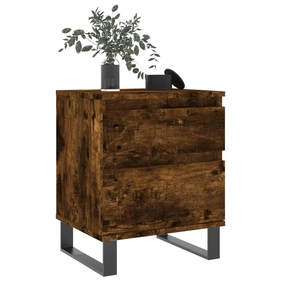 Tables de chevet 2 pcs chêne fumé 40x35x50 cm bois ingénierie - 9