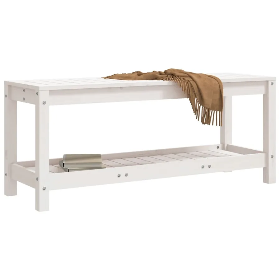 Banc de jardin blanc 108x35x45 cm bois massif de pin - 3