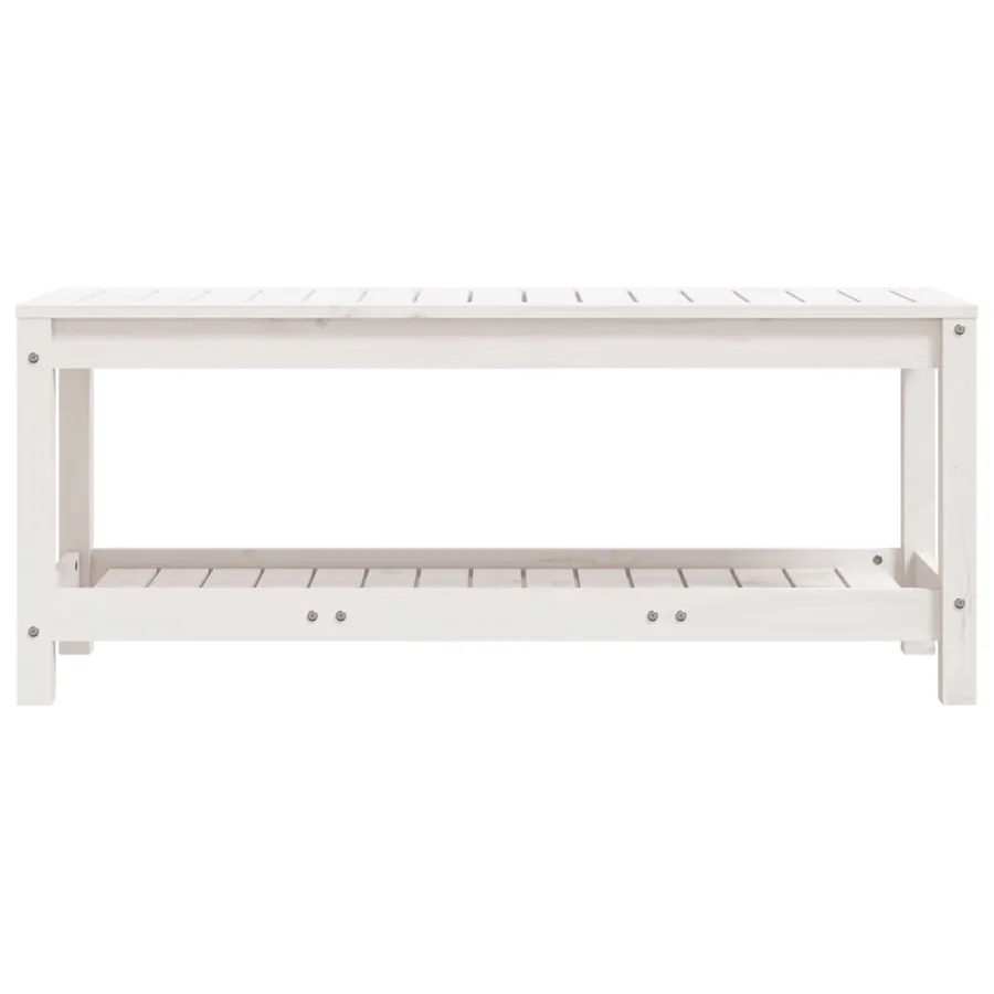 Banc de jardin blanc 108x35x45 cm bois massif de pin - 4