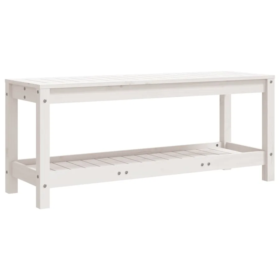 Banc de jardin blanc 108x35x45 cm bois massif de pin - 5