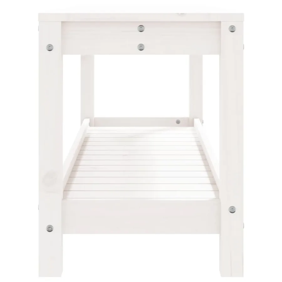 Banc de jardin blanc 108x35x45 cm bois massif de pin - 6