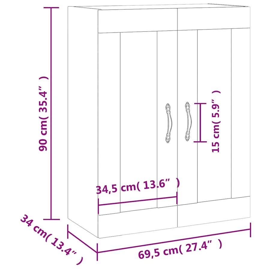 Armoire murale chêne sonoma 69,5x34x90 cm bois d'ingénierie - 13