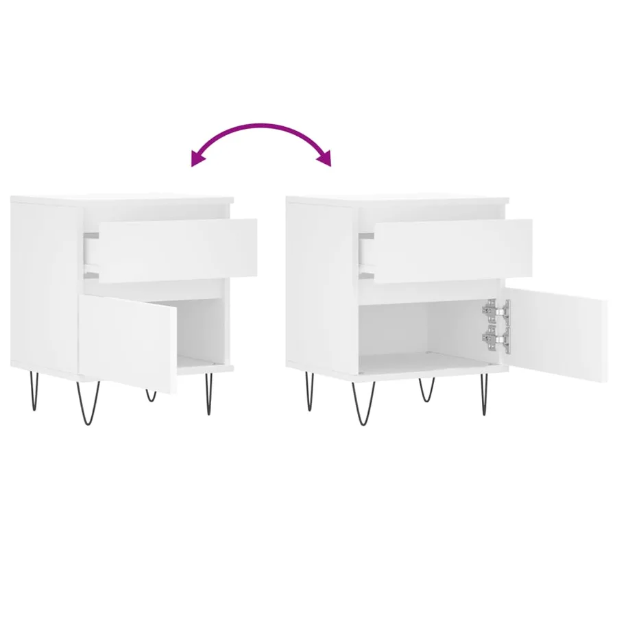 Tables de chevet 2 pcs blanc 40x35x50 cm bois d’ingénierie - 10