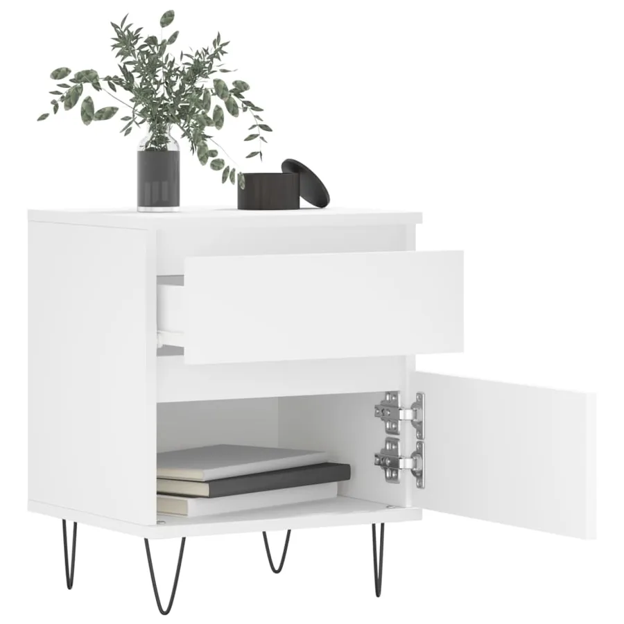 Tables de chevet 2 pcs blanc 40x35x50 cm bois d’ingénierie - 4