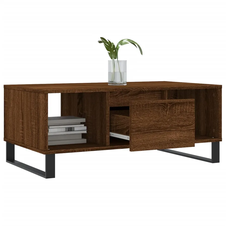 Table basse Chêne marron 90x50x36,5 cm Bois d'ingénierie - 4