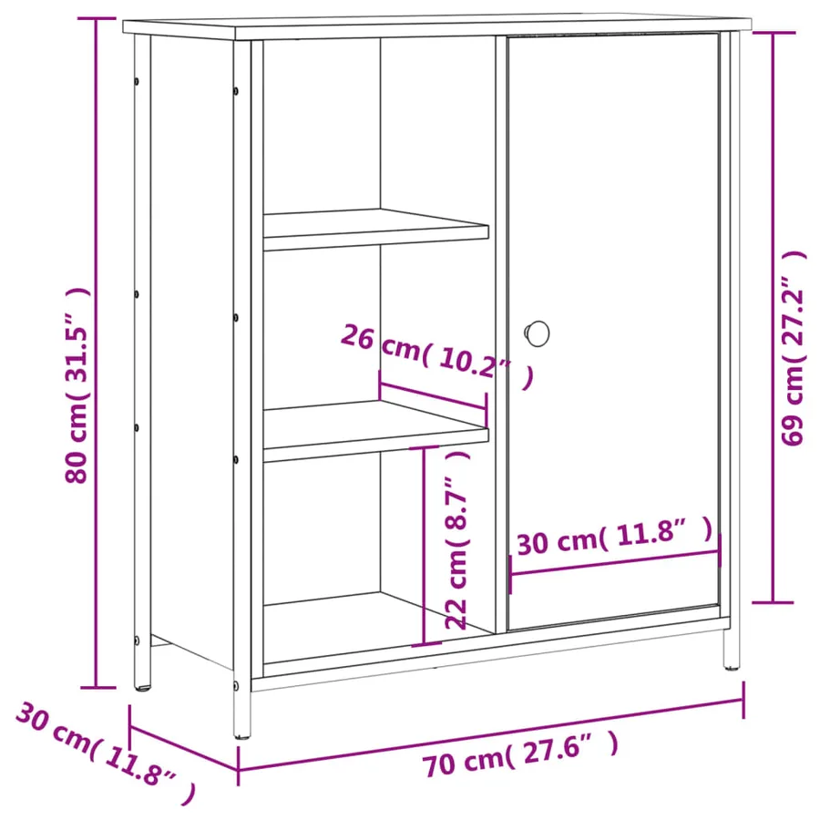Buffet chêne sonoma 70x30x80 cm bois d'ingénierie - 12