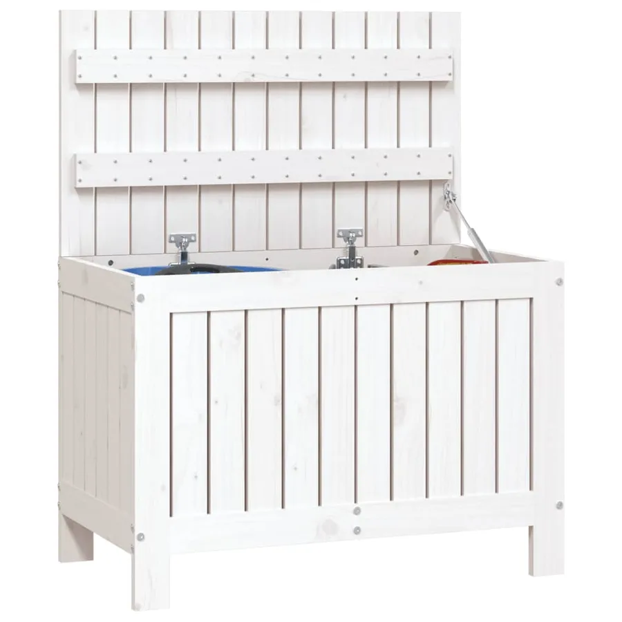 Boîte de rangement de jardin Blanc 76x42,5x54 cm Bois de pin - 4