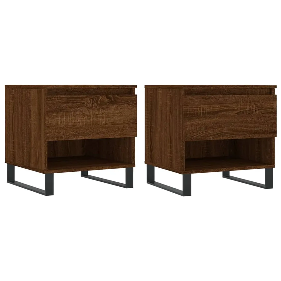 Tables basses 2 pcs chêne marron 50x46x50 cm bois d'ingénierie - 2