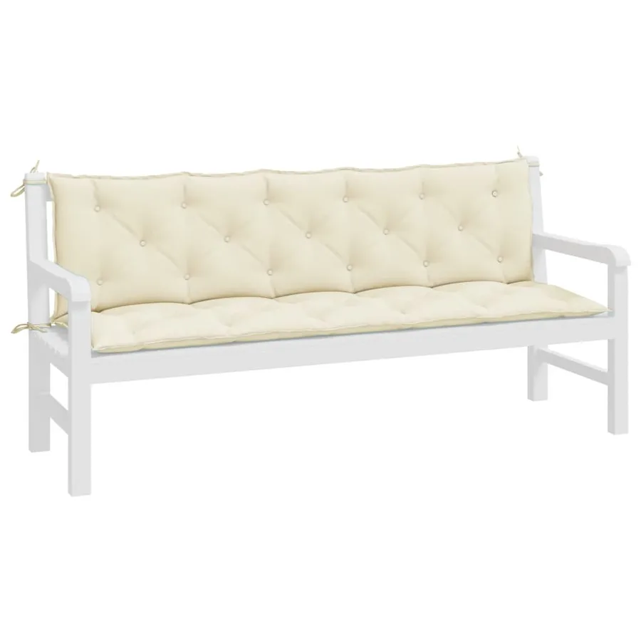 Coussins de banc de jardin lot de 2 blanc crème tissu Oxford - 4