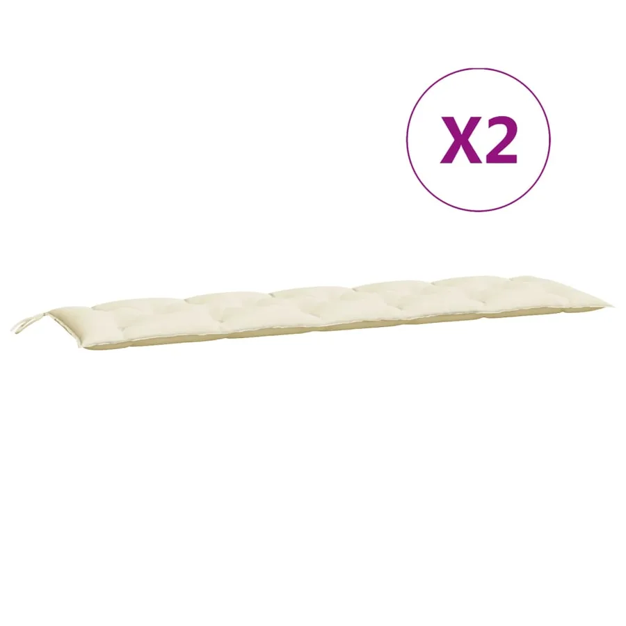 Coussins de banc de jardin lot de 2 blanc crème tissu Oxford - 5