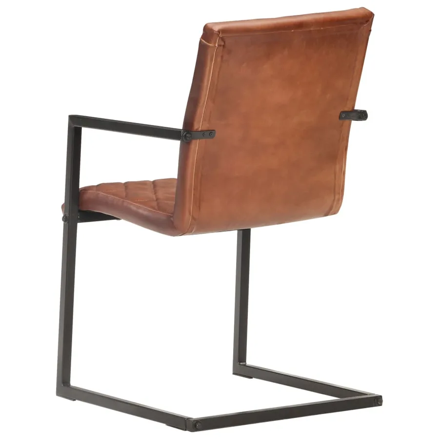 Chaises à manger cantilever lot de 6 marron cuir véritable - 5