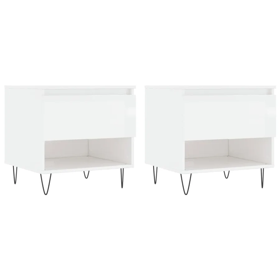 Tables basses 2 pcs blanc brillant 50x46x50cm bois d'ingénierie - 2