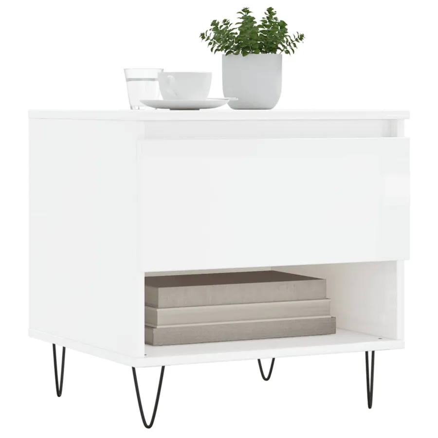 Tables basses 2 pcs blanc brillant 50x46x50cm bois d'ingénierie - 3