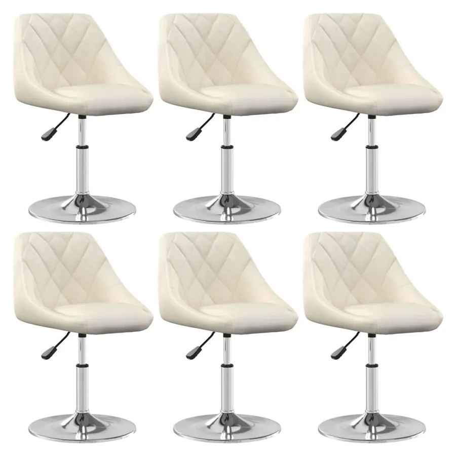 Chaises pivotantes à manger lot de 6 Crème Velours