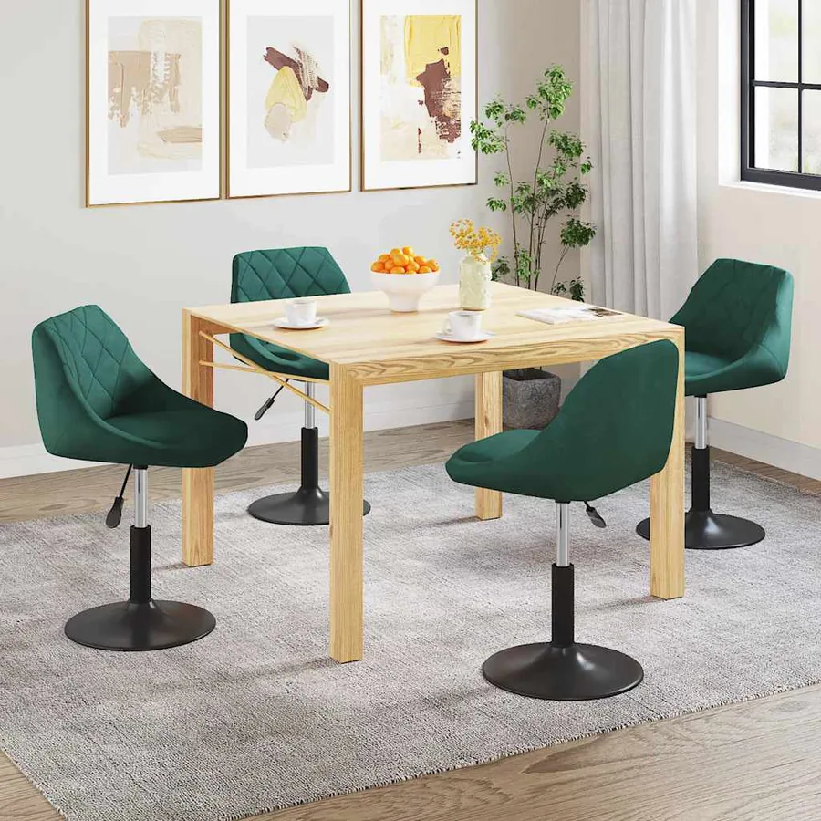Chaises pivotantes à manger lot de 4 vert foncé velours