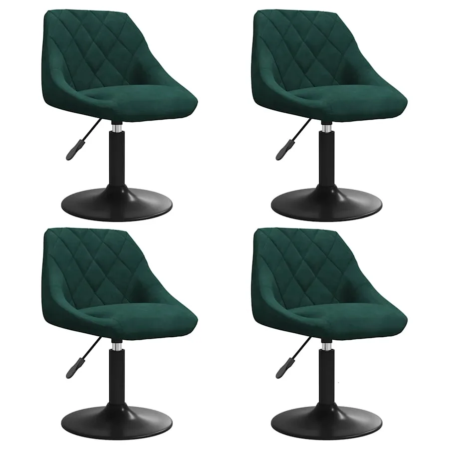 Chaises pivotantes à manger lot de 4 vert foncé velours - 2