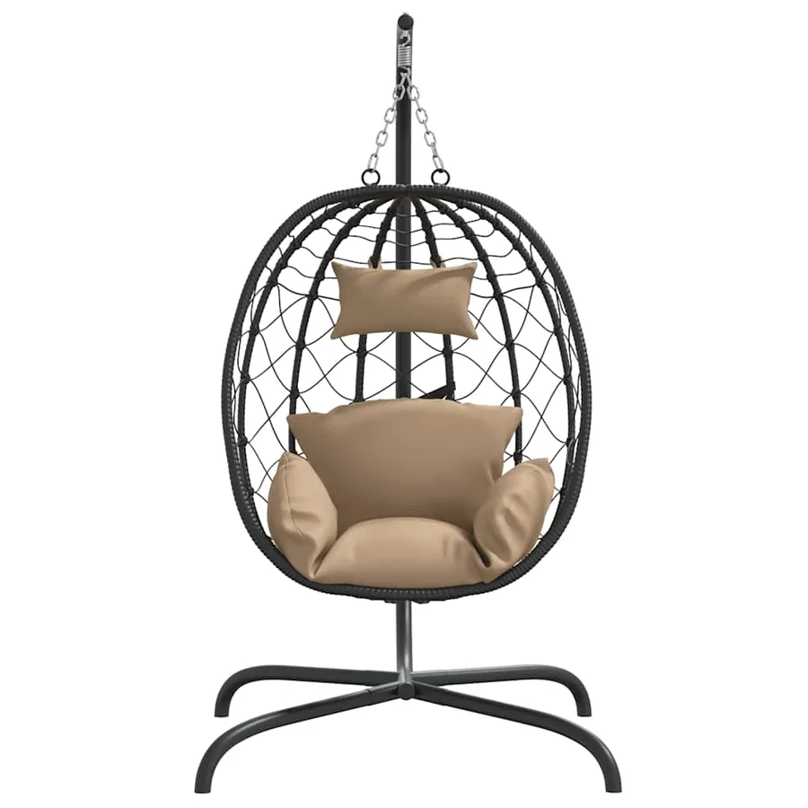 Fauteuil suspendu avec coussin en polyrotin et acier taupe - 3