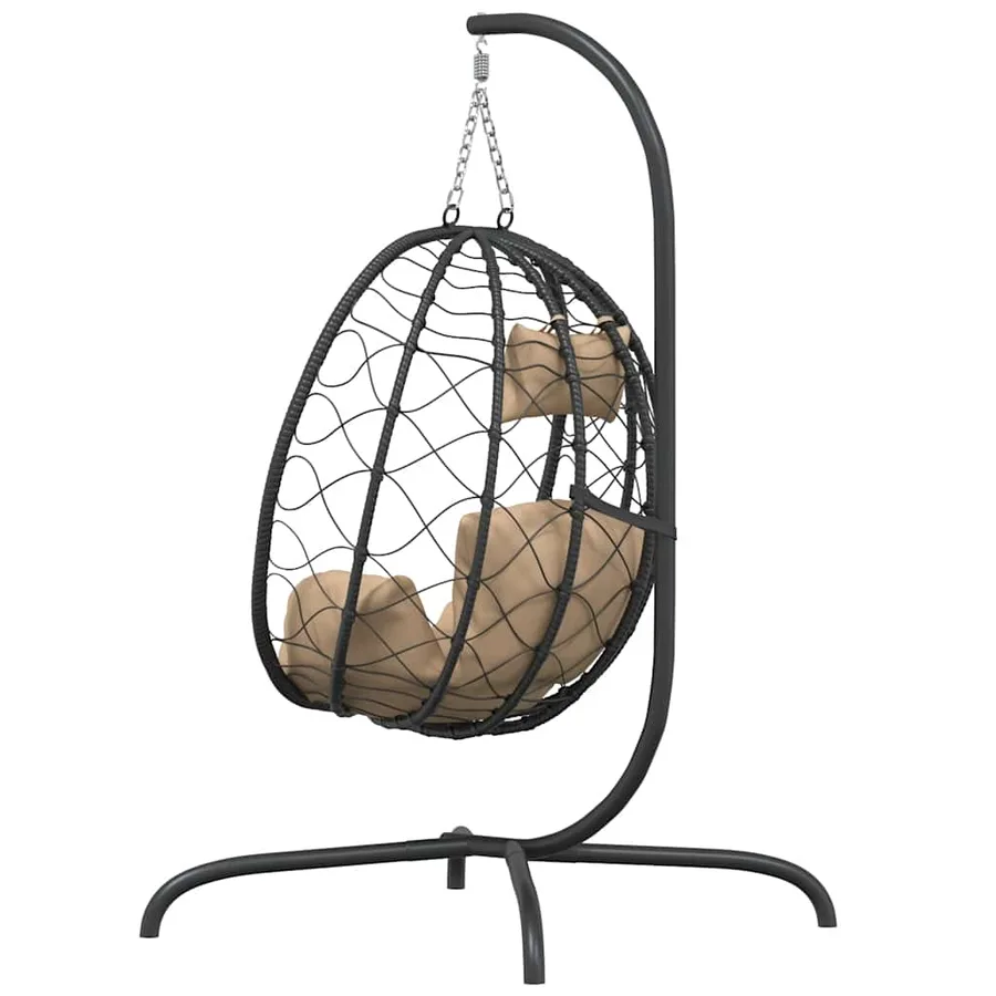 Fauteuil suspendu avec coussin en polyrotin et acier taupe - 5