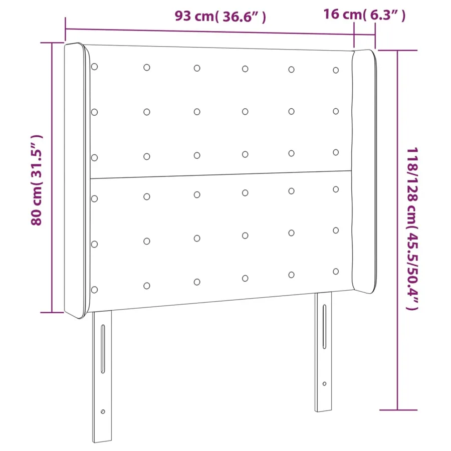 Tête de lit avec oreilles Crème 93x16x118/128 cm Similicuir - 9