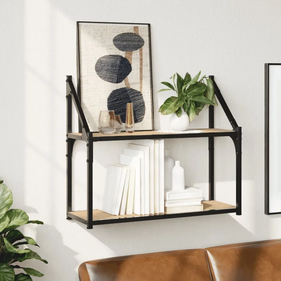 Étagère murale à 2 niveaux Chêne Sonoma 60 x 21 x 51 cm Bois d'ingénierie