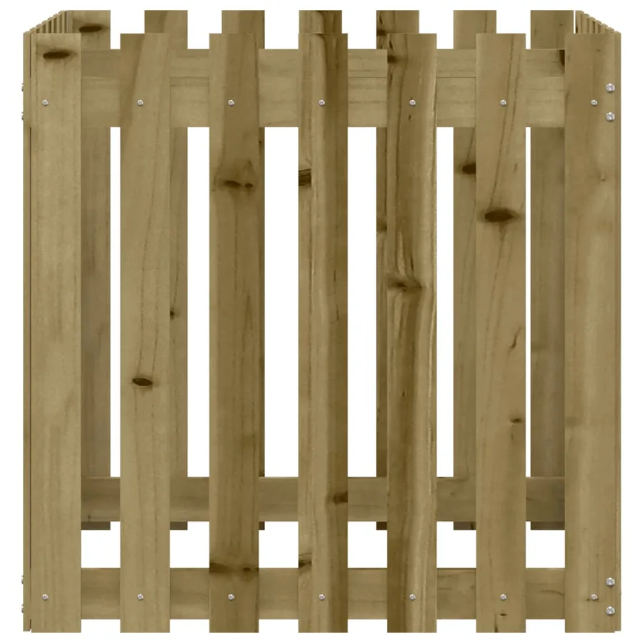 Jardinière avec design de clôture 70x70x70 cm pin imprégné - 5