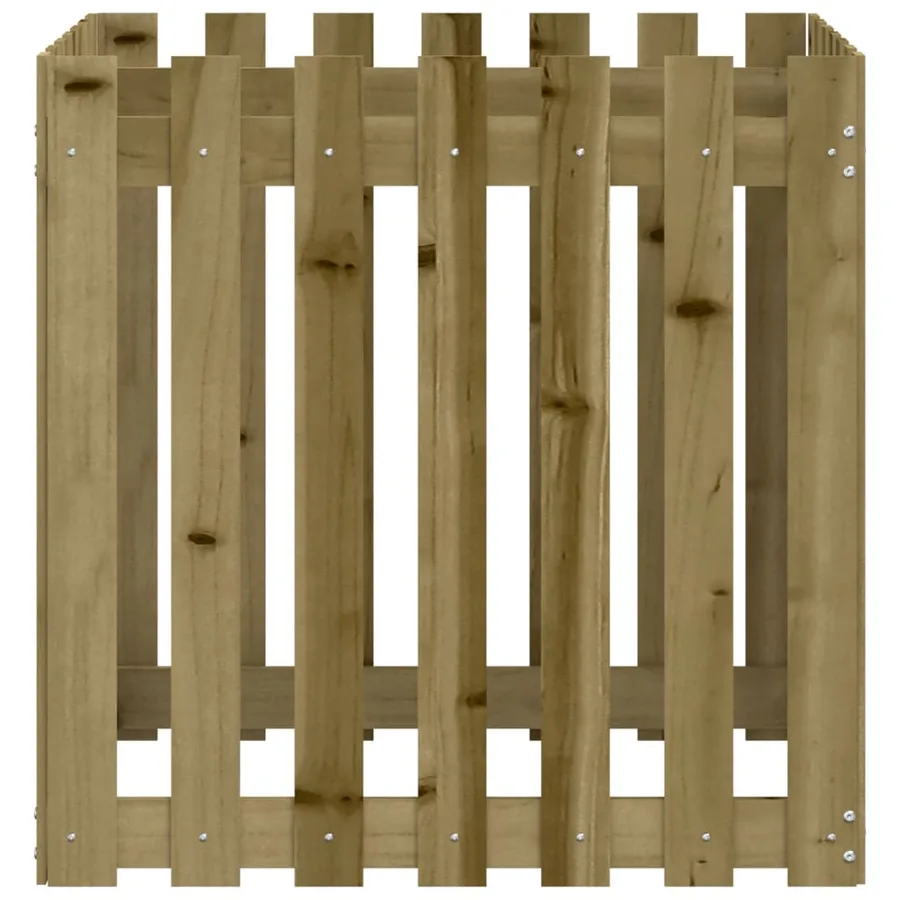 Jardinière avec design de clôture 70x70x70 cm pin imprégné - 6