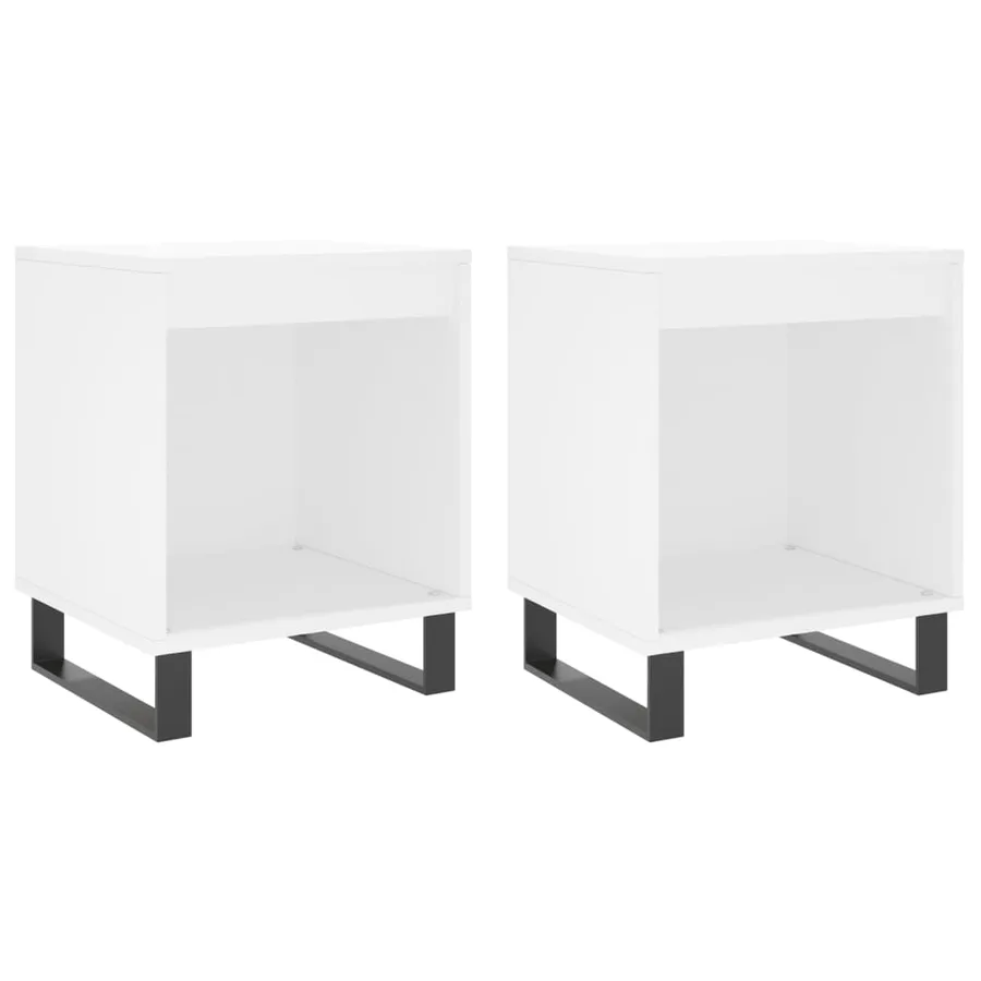 Tables de chevet 2 pcs blanc 40x35x50 cm bois d’ingénierie - 2