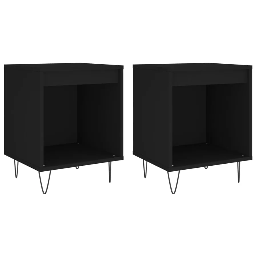 Tables de chevet 2 pcs noir 40x35x50 cm bois d’ingénierie - 2